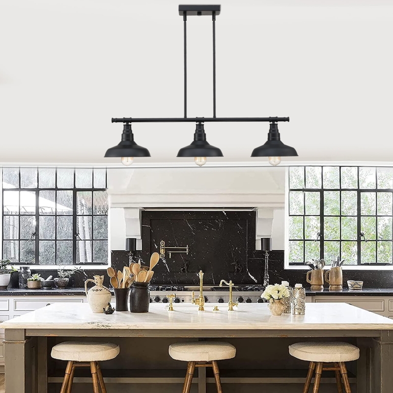 Industrial Pendant Light Matte Black Dome Silhouette Kitchen