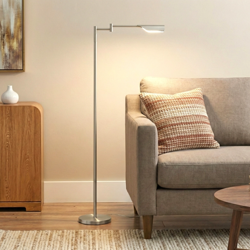 Industrial Pulley Floor Lamp in Bronze with Adjustable Bell Shade