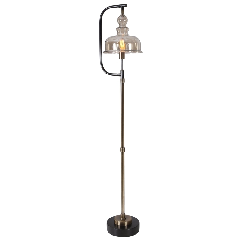 Industrial Style Floor Lamp: Adjustable Boom Arm with Pulley Mechanism