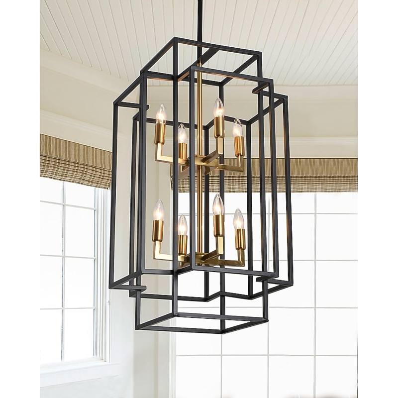 Industrial Wagon Wheel Chandelier: Black 2-Tier Glass Shade Fixture