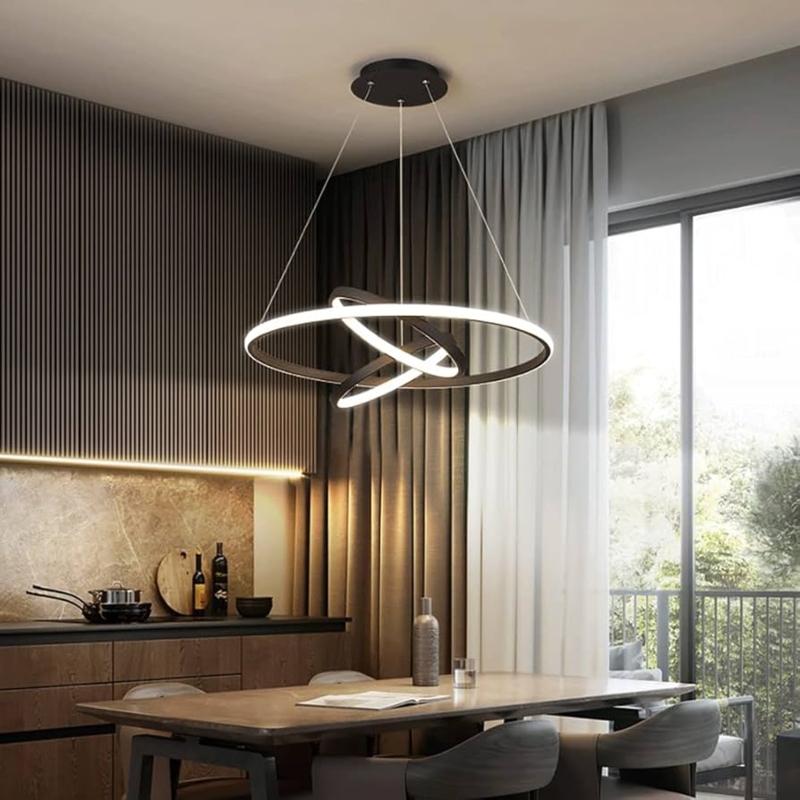 Integrated LED Ring Pendant Light with Brushed Gold Interior Finish