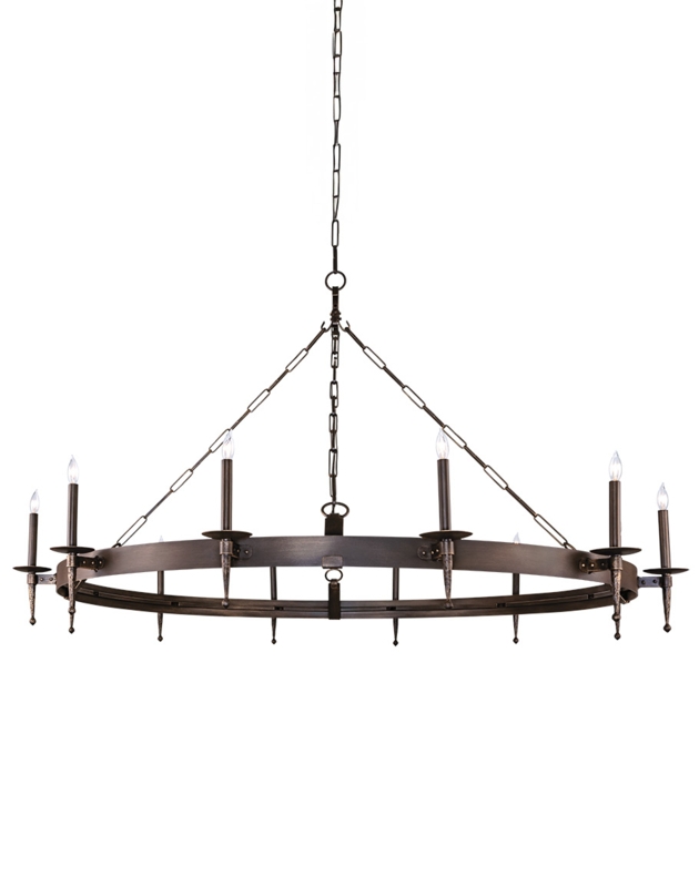Iron Ring Chandelier Lighting, Dark Espresso Finish, Western Style.