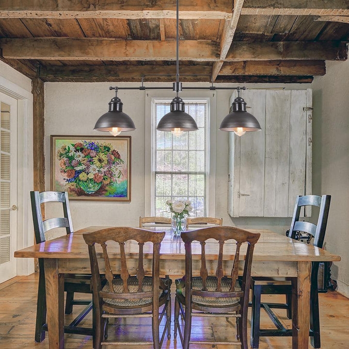 Island Chandelier 5-Light Linear Pot Lid Shades Industrial Farmhouse