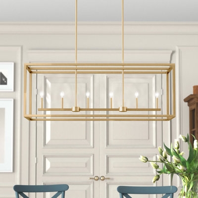 Kitchen Island Pendant Linear Black Lantern Six Light Fixture