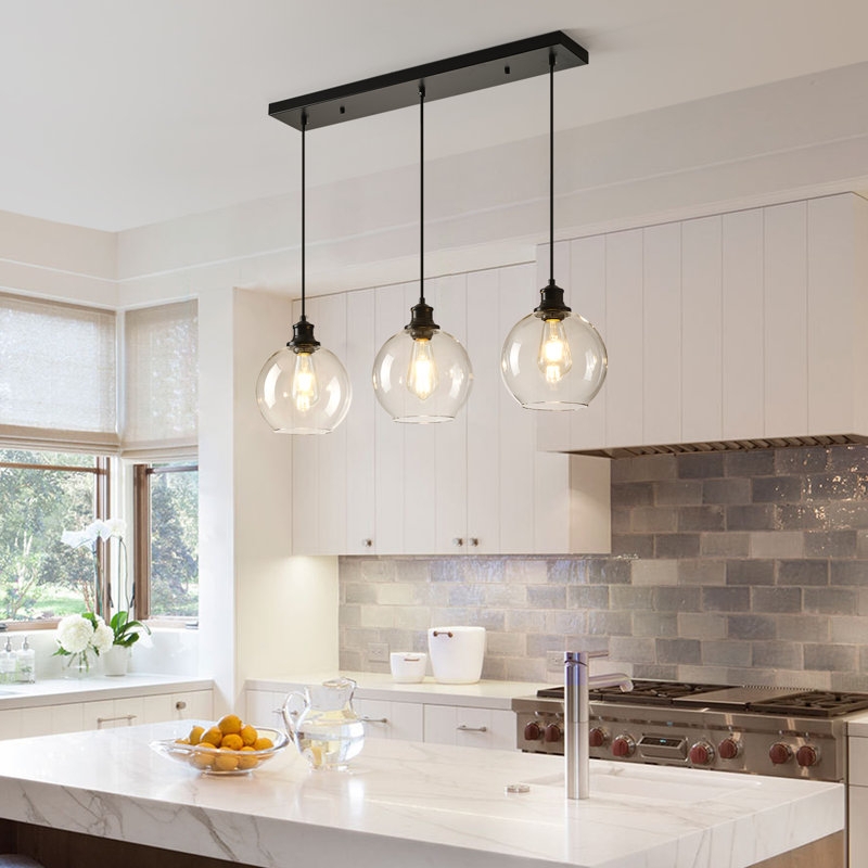 Kitchen Island Pendant Linear Cage Form with Matte Black Finish