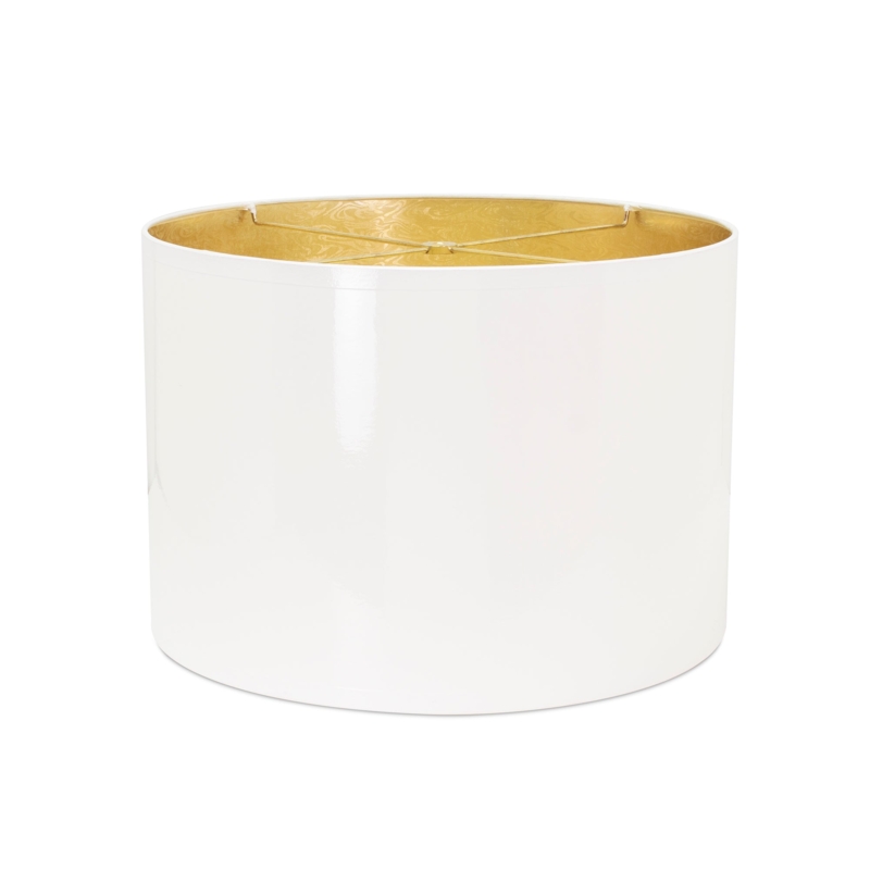 Lacquer Drum Shade, Glossy White with Gold Lining Glam