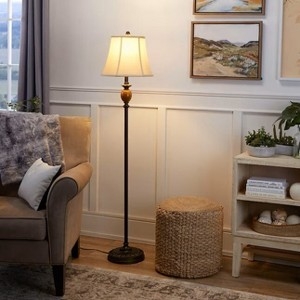 Lamp Set: Transitional Bronze finish with Light Stone-Like Bases