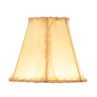Lamp Shade Amber Rawhide Like Whipstitched Edges Empire Tapered