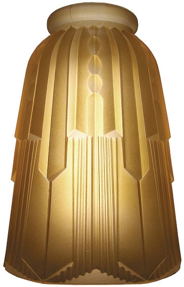 Lamp Shade: Art Deco Amber Glass Stepped Silhouette Tiered Geometric