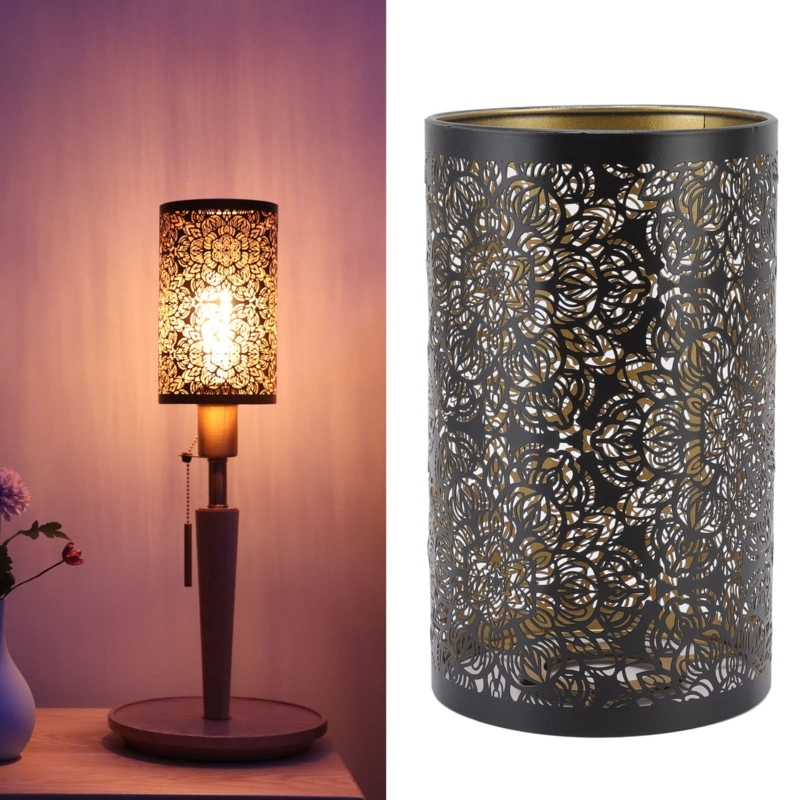 Lamp Shade Black Metal Hollow Carved Forest Pattern Shadow Effect