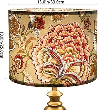 Lamp Shade: Blue and White Floral Pattern, Drum Shape, Chinoiserie Style
