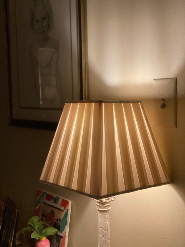 Lamp Shade Box Pleat Silk-Like Off-White Square Traditional