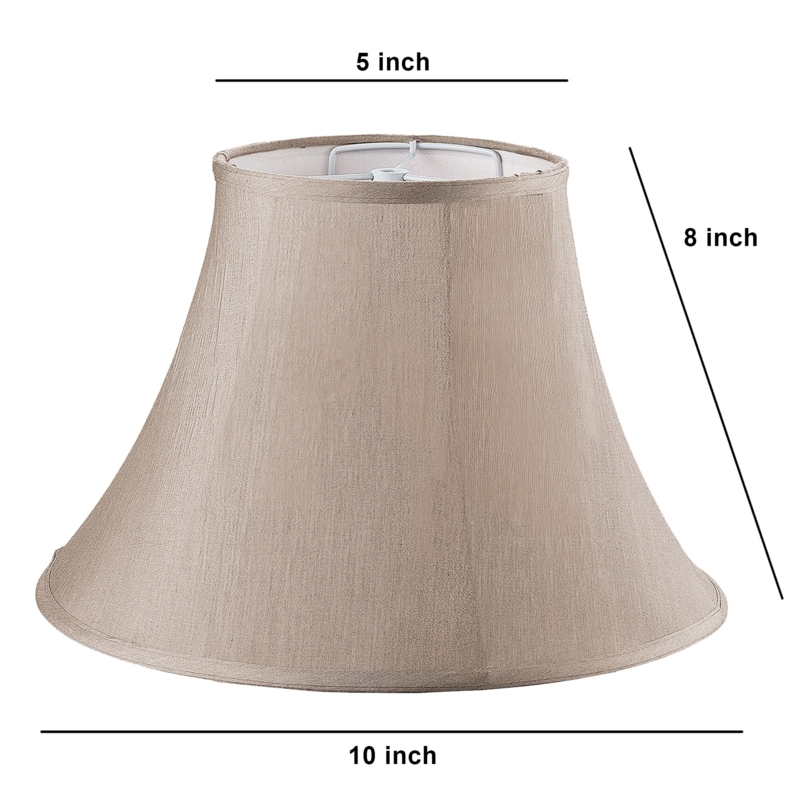 Lamp Shade Brown Faux Leather Bell Shape Vertical Ribbing Stretched