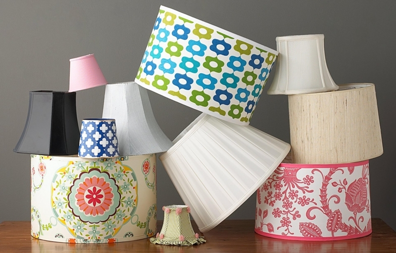 Lamp Shade Collection Various Shapes Neutral Fabric Transitional