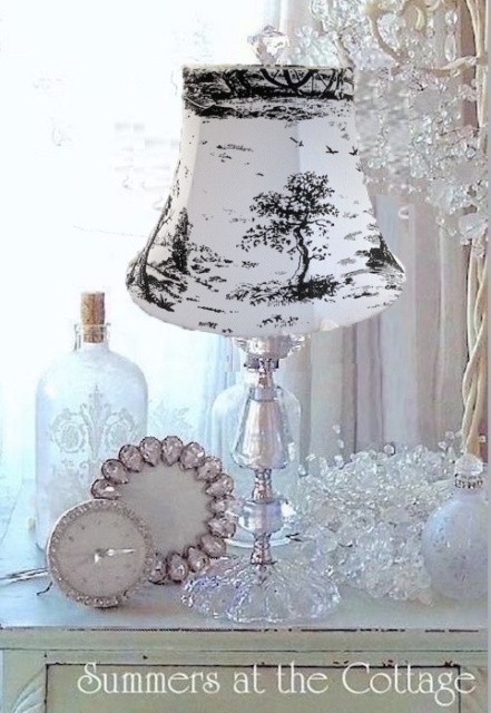 Lamp Shade Cottage Chic Empire Silhouette Cream and Black Toile