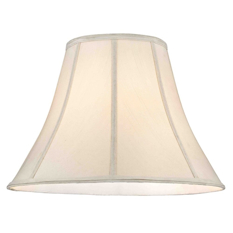 Lamp Shade, Eggshell Silk Bell Lampshade Spider Fitter Piped Detail