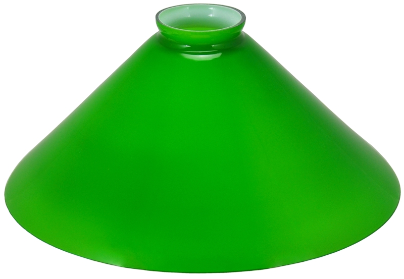 Lamp Shade: Emerald Green Glossy Glass Cone Shape Vintage Style
