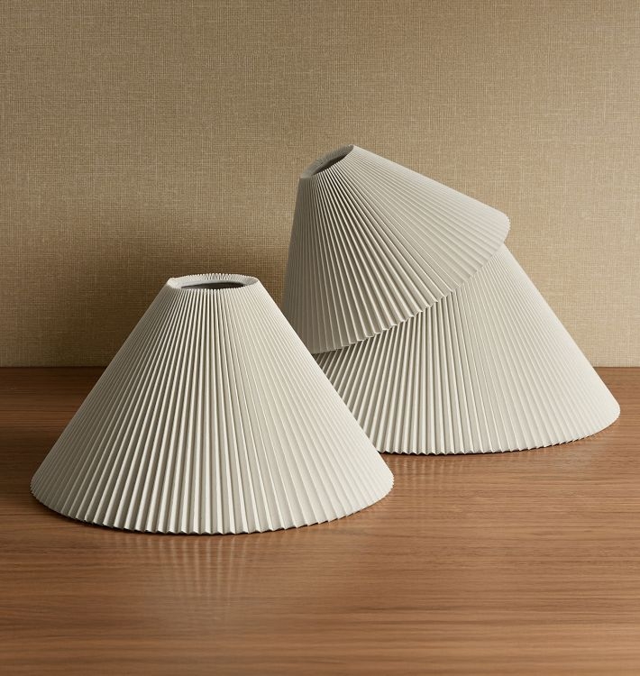 Lamp Shade featuring Vertical Pleats in Classic Cream Empire Shape