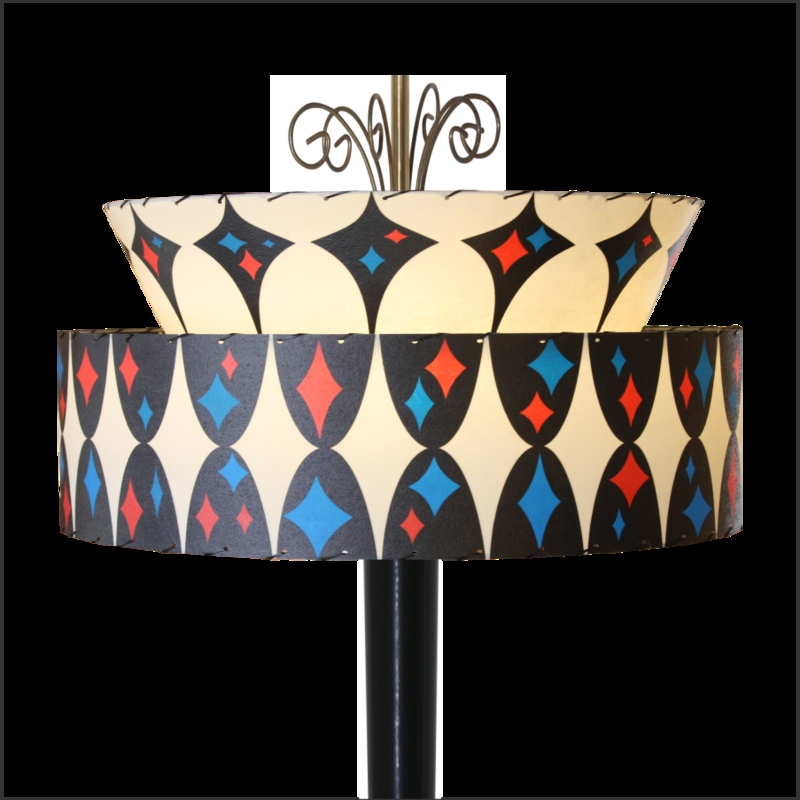 Lamp Shade Fiberglass Spaghetti Pattern Tapered Drum Atomic Age
