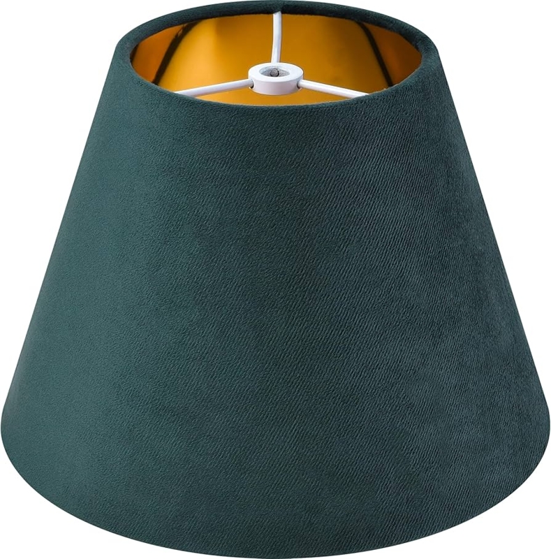Lamp Shade Forest Green Velvet Drum Spider Fitter Small Scale