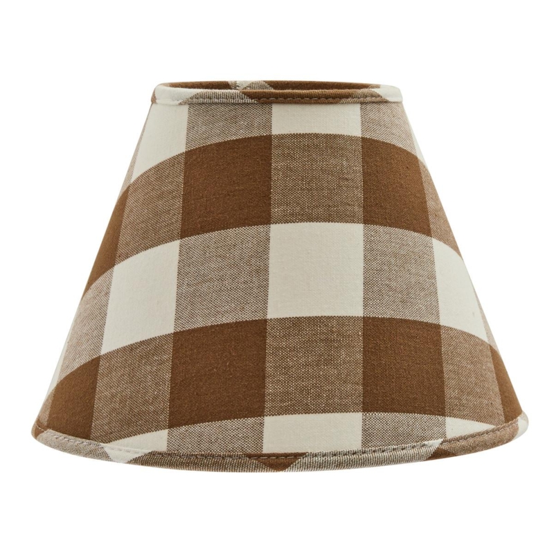 Lamp Shade Gingham Check Cream Tapered Farmhouse