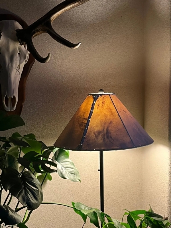 Lamp Shade Handmade Rawhide Texture Whipstitch Western