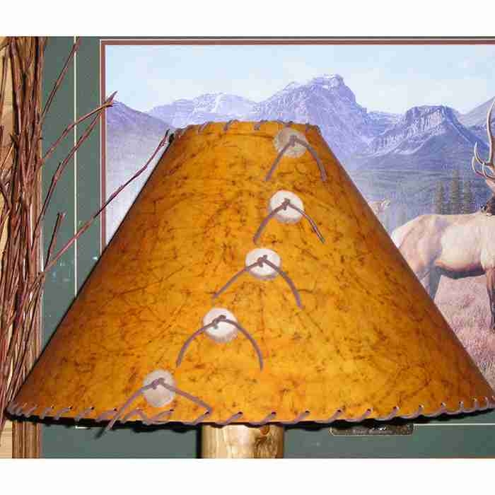 Lamp Shade in Dark Gold Batik Floral Pattern for Lodge Decor.