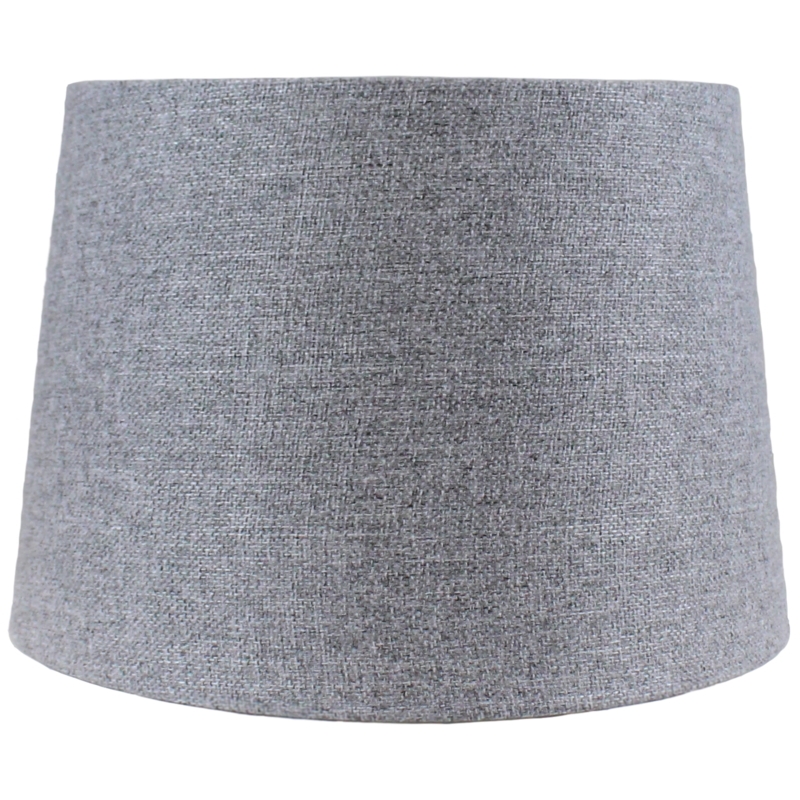Lamp Shade in Textured Grey Tweed Fabric, Transitional Style
