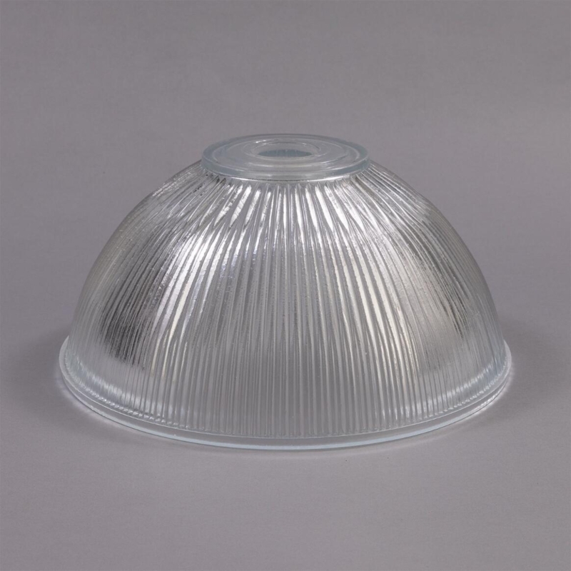Lamp Shade: Industrial Prismatic Glass Shallow Bowl Flat Collar