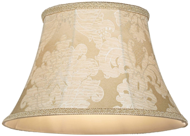 Lamp Shade Ivory Brocade Floral Scrollwork Traditional Empire Style