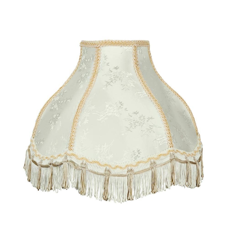 Lamp Shade, Ivory Scalloped Lamp Shade Fringe Trim Bell Shape