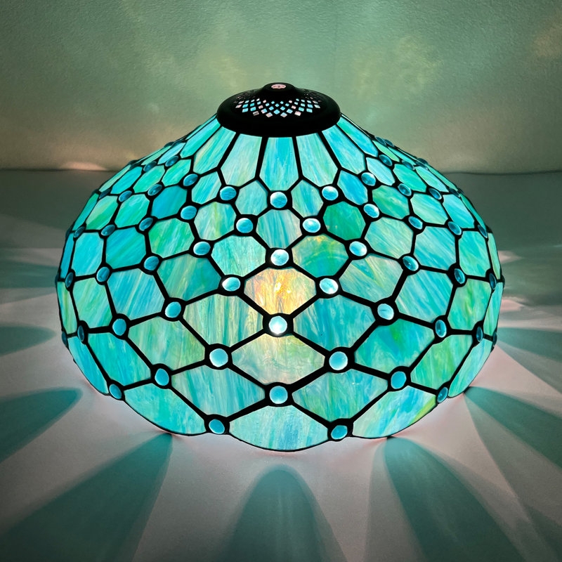 Lamp Shade: Large Tiffany Style Stained Glass Dome Floral Mosaic
