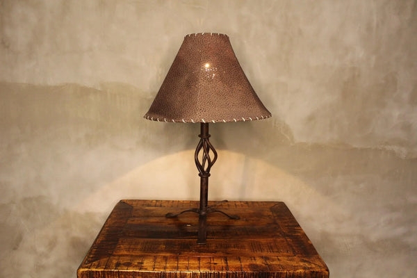 Lamp Shade Leather Like Mottled Whipstitch Edge