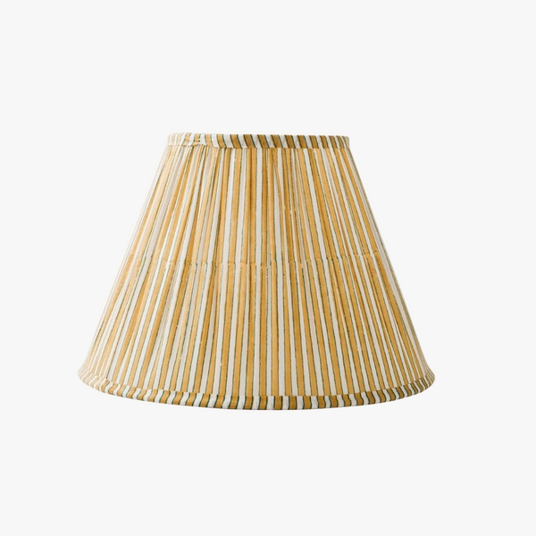 Lamp Shade Marigold Stripes Gathered Pleats Coastal Style Update