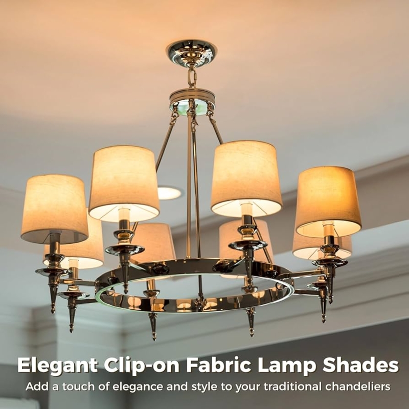 Lamp Shade Mini Barrel, Natural Linen Texture Clip-On Replacement