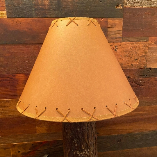 Lamp Shade Mottled Finish with Whipstitch Lacing, Oiled Kraft Paper Look