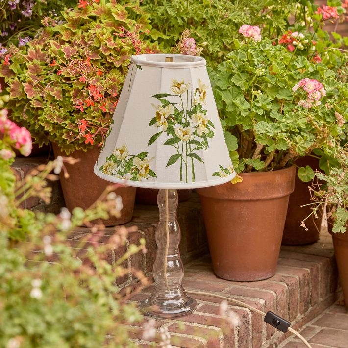 Lamp Shade: Narcissus Floral Print, Tapered Silhouette, Traditional Style