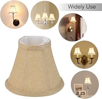 Lamp Shade Natural Tapered Drum Set of Six Linen-Like, Clip-On