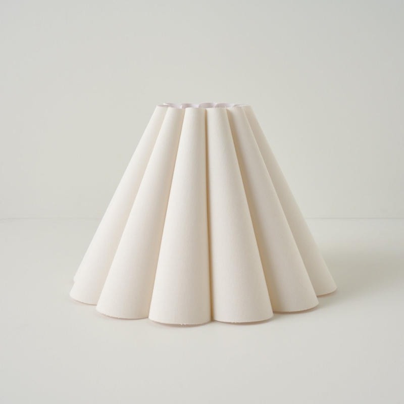Lamp Shade Oatmeal Scalloped Edge Tonal Piping Linen Texture