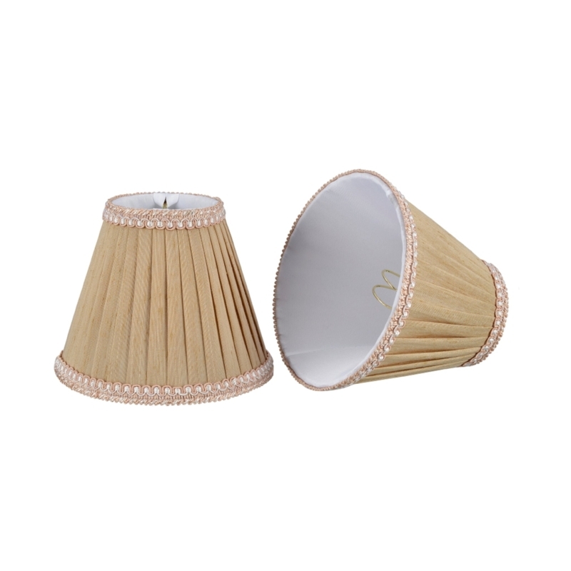 Lamp Shade, Off-White Pleated Fabric, Empire Tapered Silhouette
