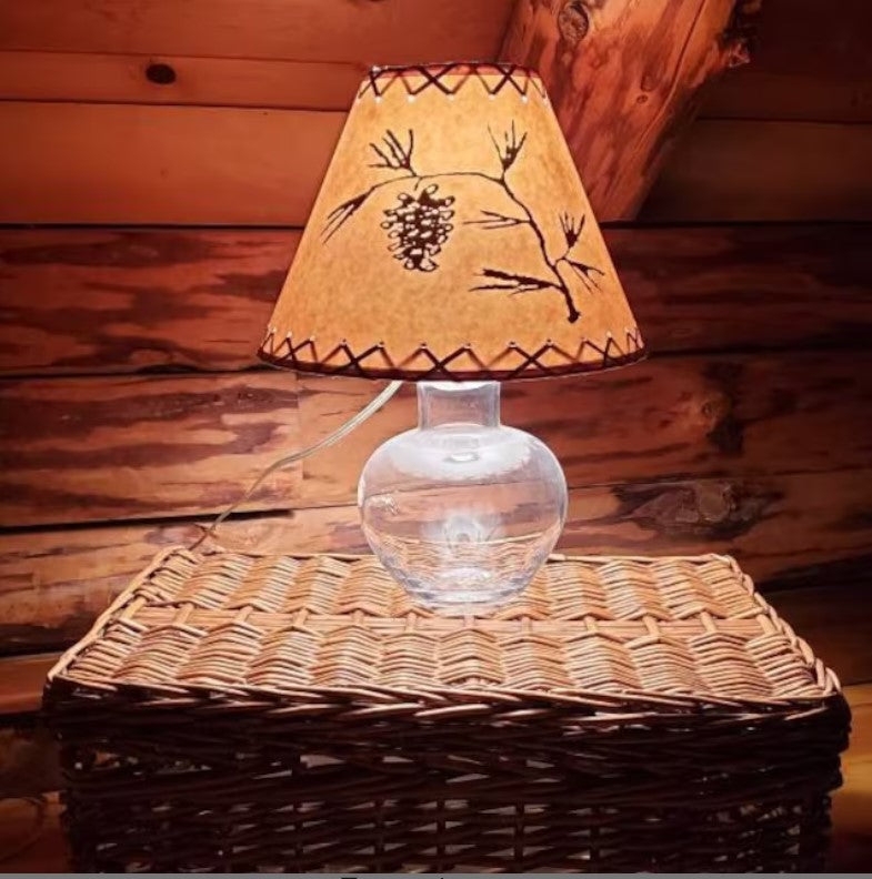 Lamp Shade Pinecone Motif with Whipstitch Lacing on Kraft Paper Texture