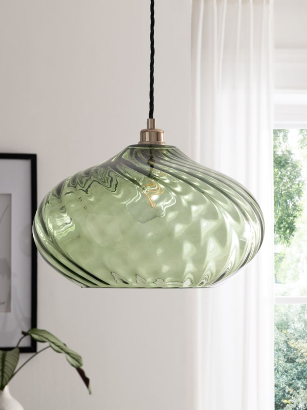 Lamp Shade: Sage Green Pleated Texture Tapered Large Easy Fit Earthy