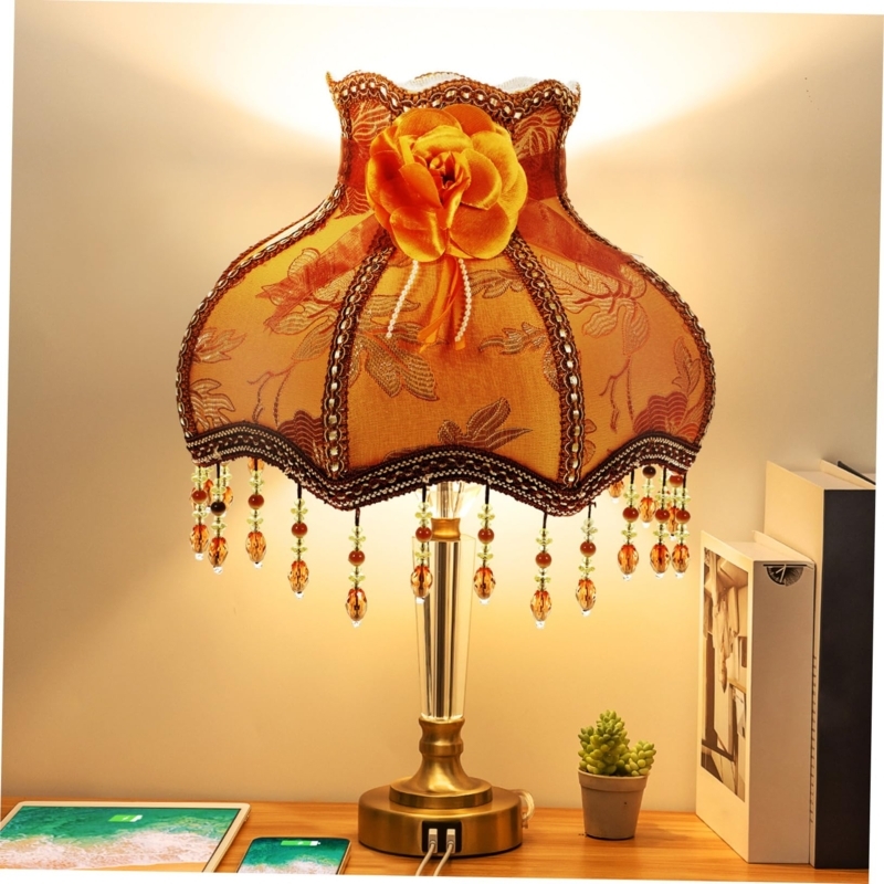 Lamp Shade Scalloped Edge Black Braided Trim Cream Chandelier Shade