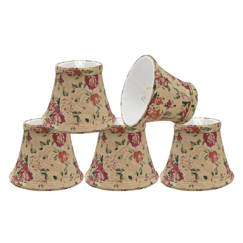 Lamp Shade: Scalloped Edge, Floral Print Bell Shape, Clip On Fitter