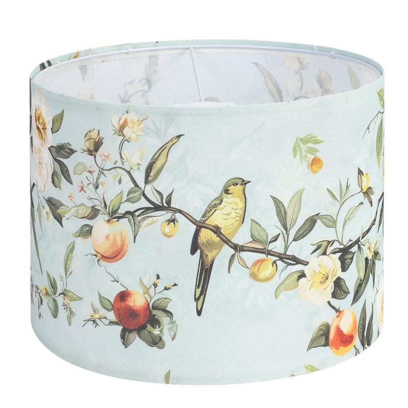 Lamp Shade Set Chinoiserie Bird and Floral Print Drum Shape Traditional