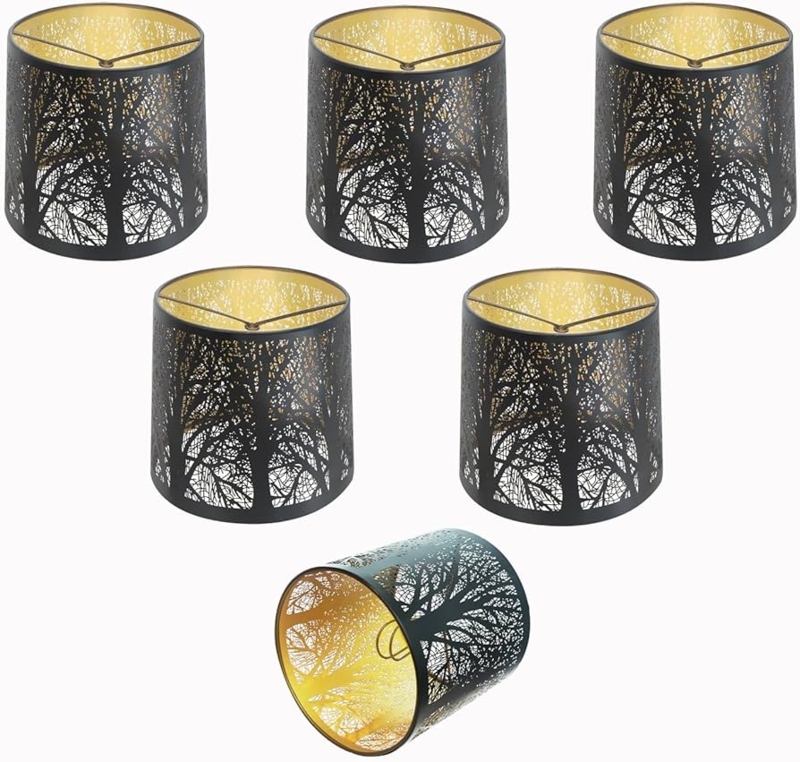 Lamp Shade Set: Matte Black Cylinder Clip On Fitter