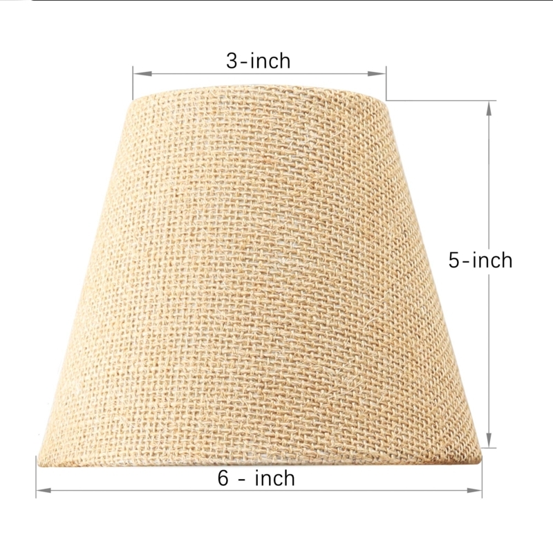 Lamp Shade Set of Six Tan Tapered Drum Burlap-Like, Rustic