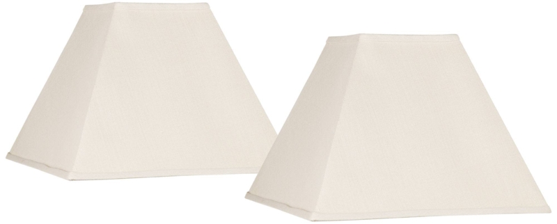 Lamp Shade Set of Two Tapered Square Beige Linen with Hardware