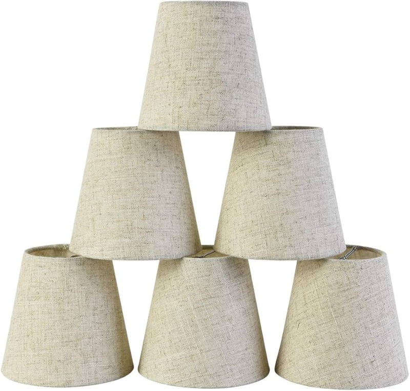 Lamp Shade Set, Off-White Linen-Like Texture, Empire Silhouette