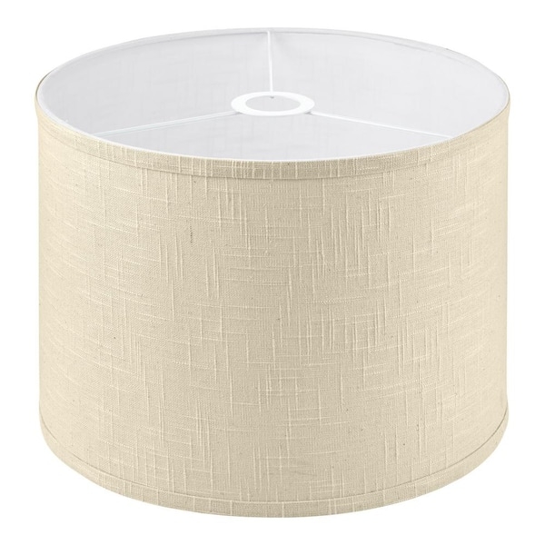 Lamp Shade Small Drum Shape Cream Linen Woven Texture
